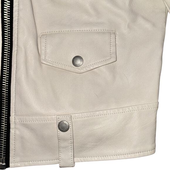 Levi's Faux Leather Moto Jacket Women's Size XL Oyster Cream Asym Full Zip NWT - Picture 6 of 11